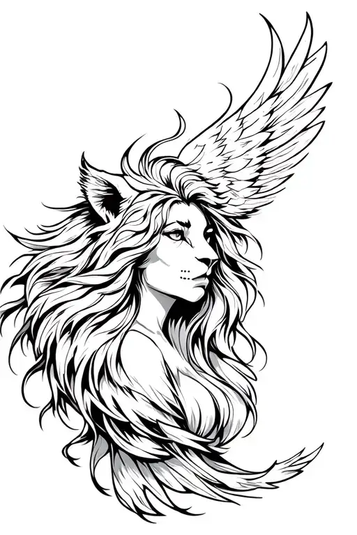 Lion Girl Phoenix Sleeve