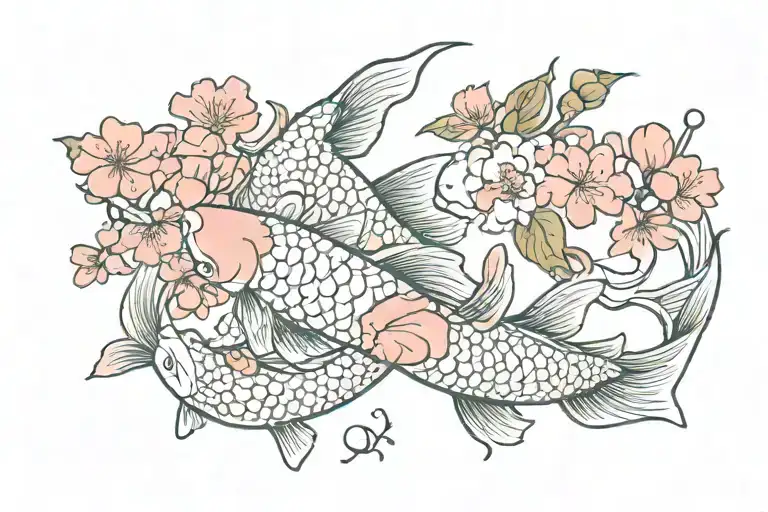 Cherry Blossom Koi Fish