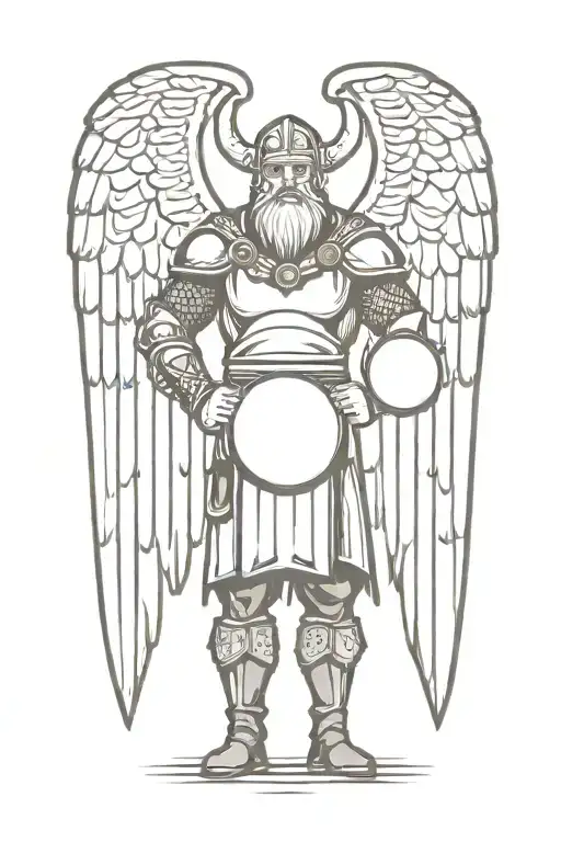 Viking With Wings Full Body Holding A Sign