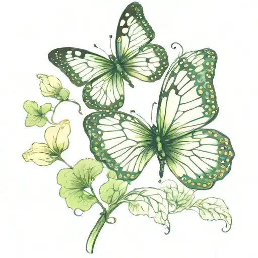 5 Leaf Clover With A Butterfly