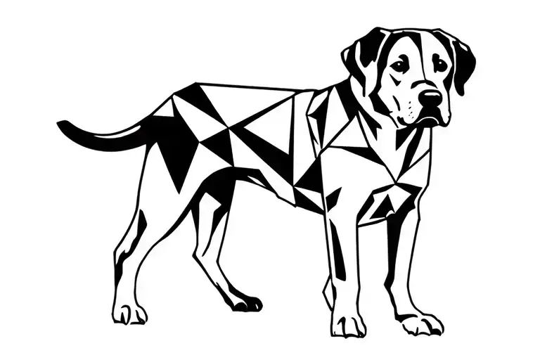 Labrador Dog With Geometric Design Combining Elements