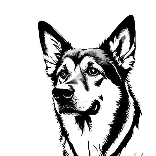 German Shepherd With Ears Down Surrounded