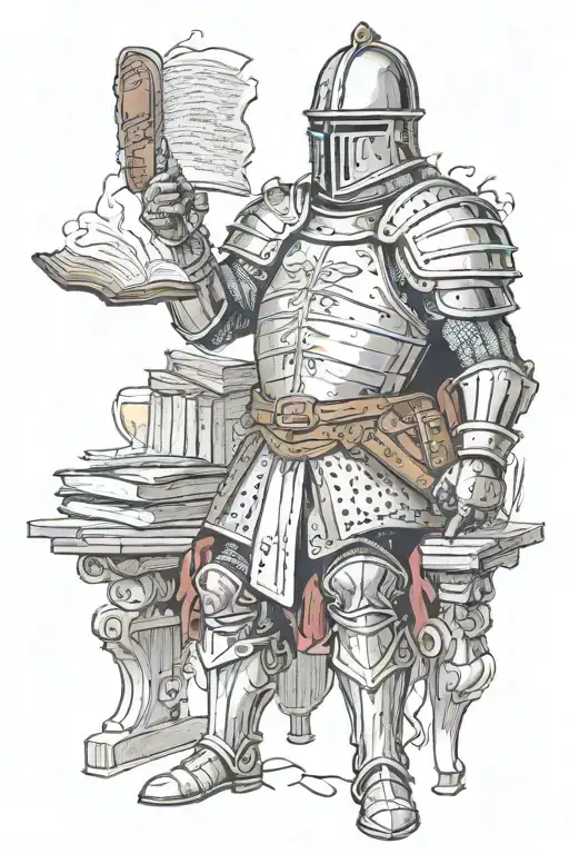 Cigar Smoking Knight Holding Open Bible