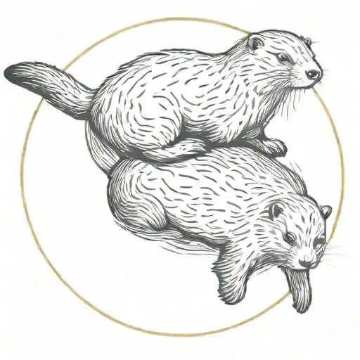 2 Otters In A Circle Shape