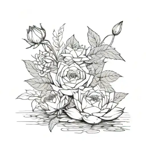 Rose And Water Lily As A Bouquet