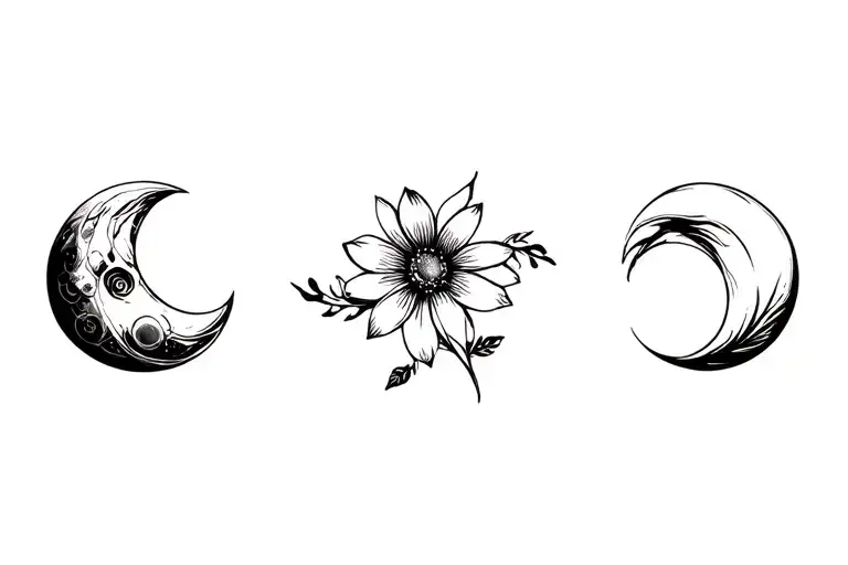 Flower And Moon Merging Together