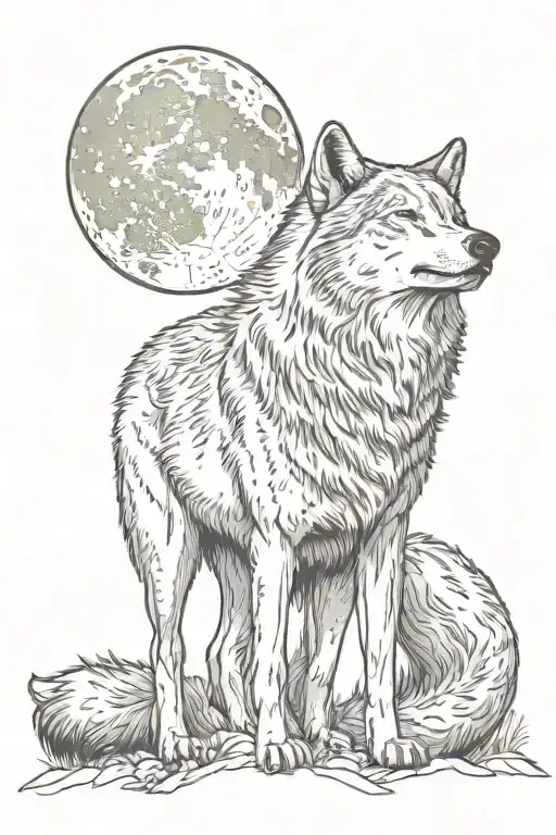 Sitting Wolf Howling Wolf Howling At The Moon