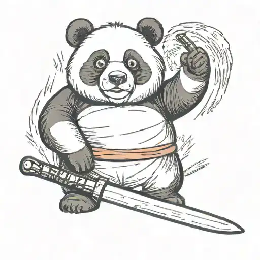 Panda Holding A Knife