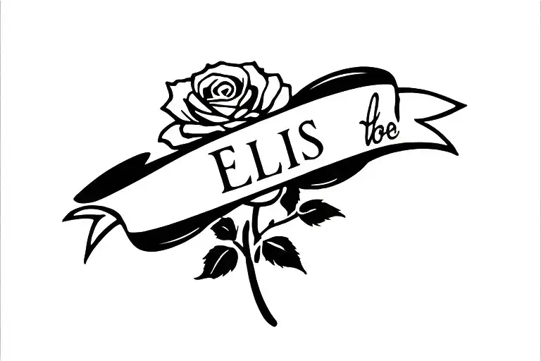 Rose With A Banner With The Name Ellis On The Banner