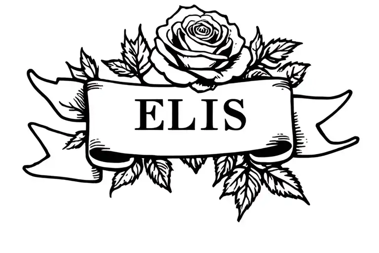 Rose With A Banner With The Name Ellis On The Banner