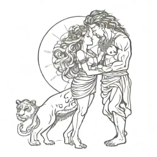 Couples Tatoo With Capri Leo Zodiac Signs