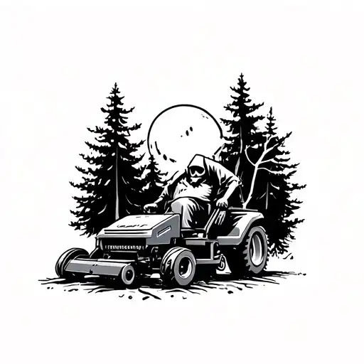Mower Of Death In A Forest In The Background
