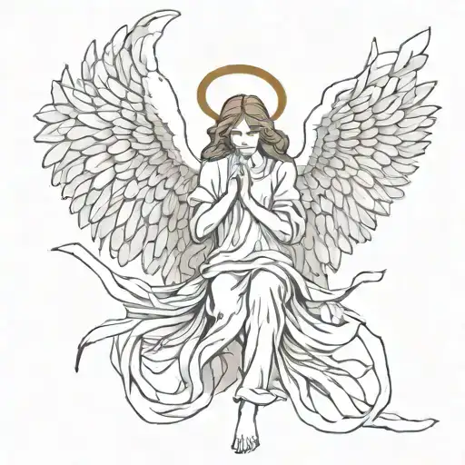 Angel With Fallen Wings And Broken Halo Made