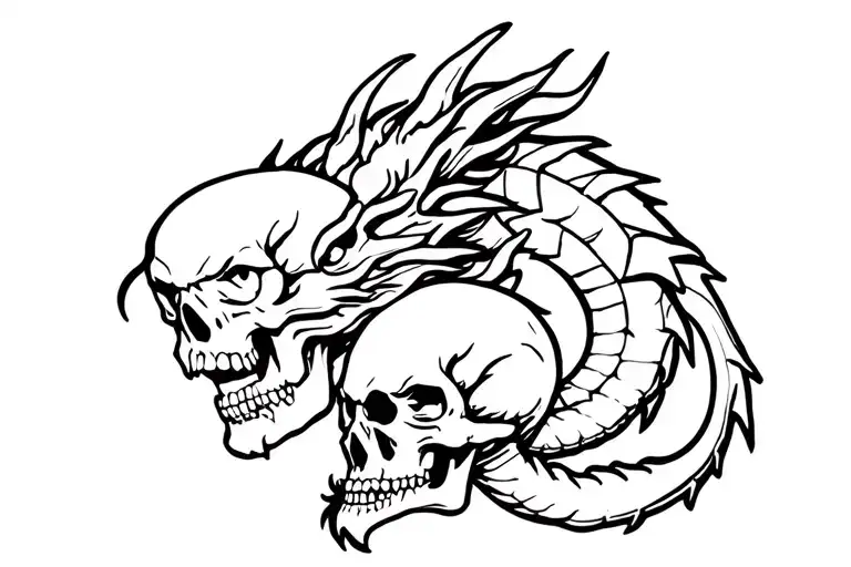 Dragon Holding Bearded Skull