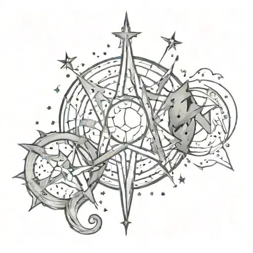 Constellation Virgo And Capricorn Stars Tattoo Sketch