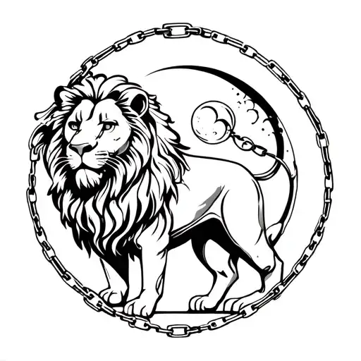 The Lion Is Connected To The Crescent Moon By Chains