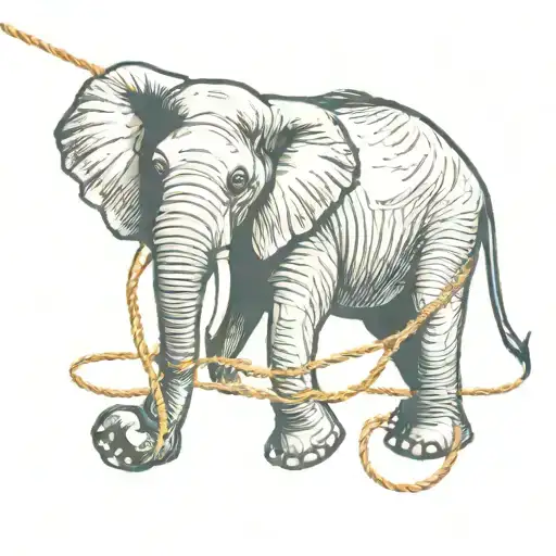 An Elephant Holding A String Forming A Shoe