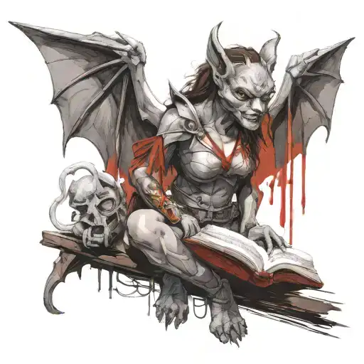 Female Gargoyle Warrior With A Book