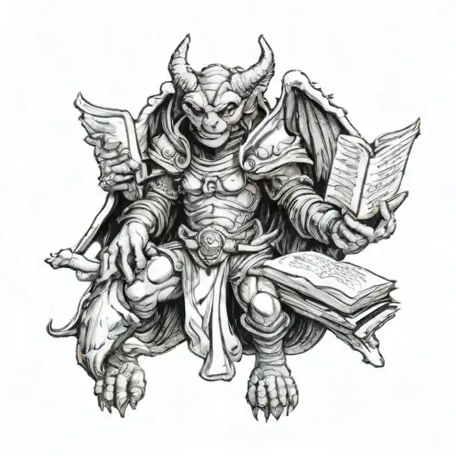 Female Gargoyle Warrior With A Book