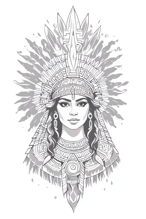 Aztec Queen With Smoke Around Her