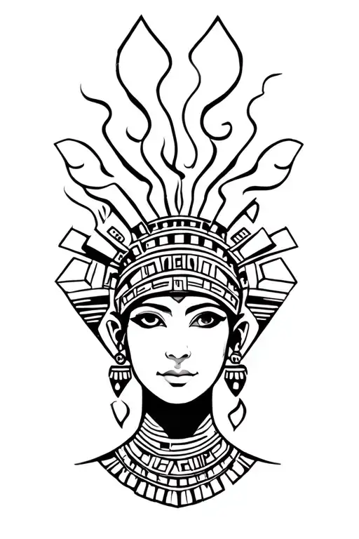 Aztec Queen With Smoke Around Her Face