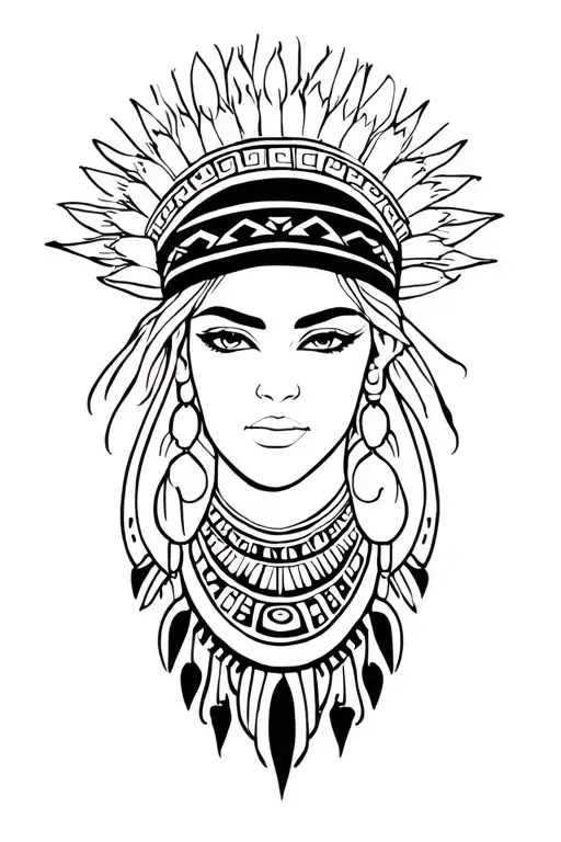 Aztec Queen With Bandana And Smoke Around Her Face