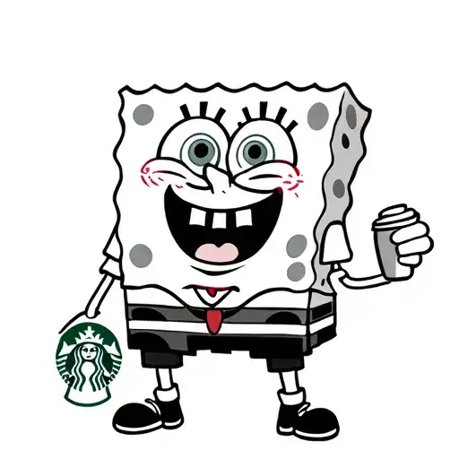 Spongebob Squarepants In A Kappa Sigma Shirt With A Starbucks Coffee In His Hand