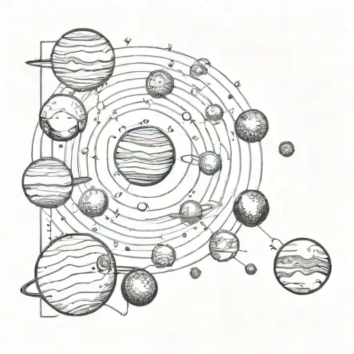 Solar System Line Art Futuristic