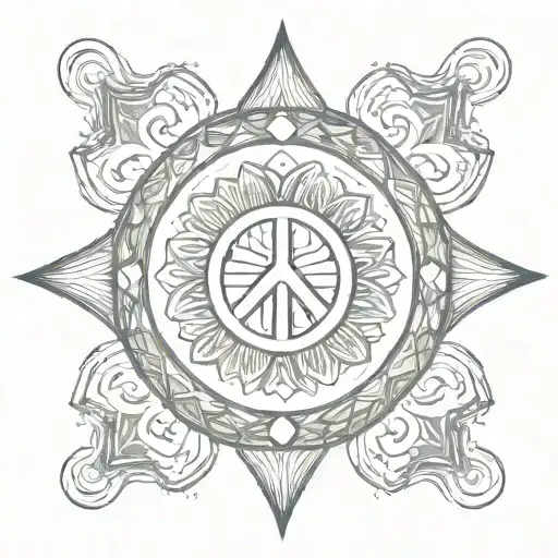 Mandala With Peace Symbol As The Center Point