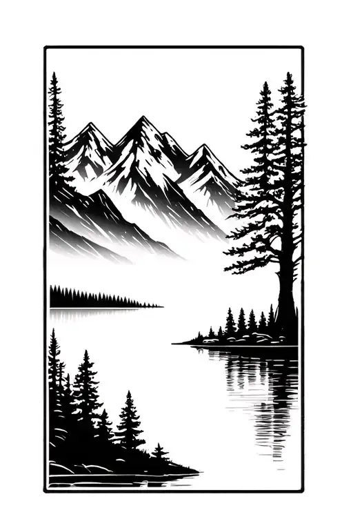 Mountains Trees Lake Warior