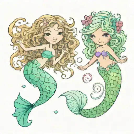 A Fairy With Curly And A Mermaid With Curly Hair