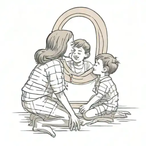 Mom And Son Looking Into Mirror