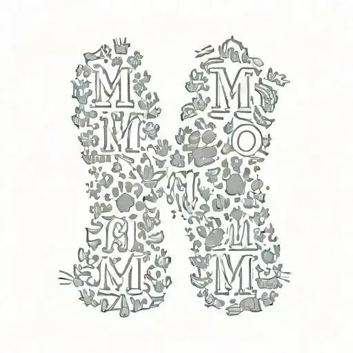 Dog Pawprint With Letters Mm In The Middle