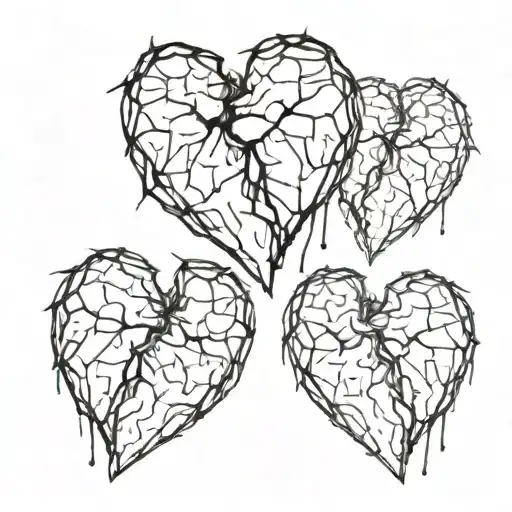 Three Broken Hearts In White Color That Look Like A Scar