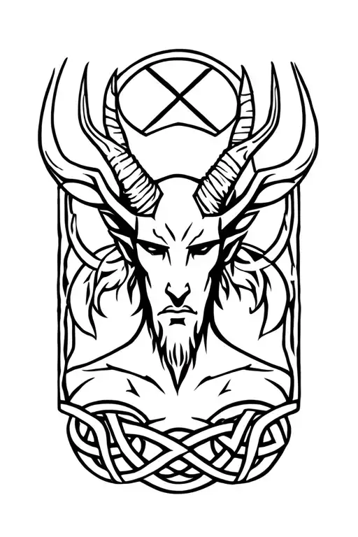 Cernunnos Surrounded By Celtic Knotwork