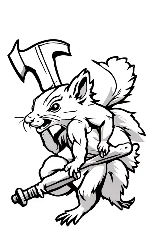 Viking Squirrel Jump Attack With Axe