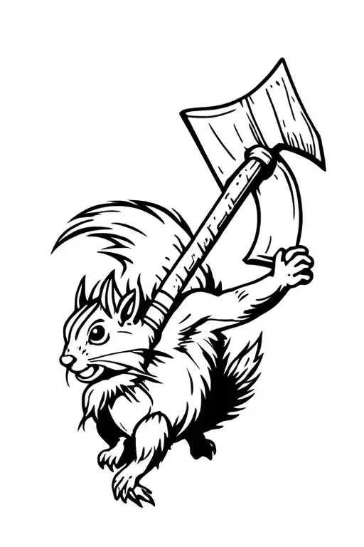 Viking Squirrel Jump Attack With Axe