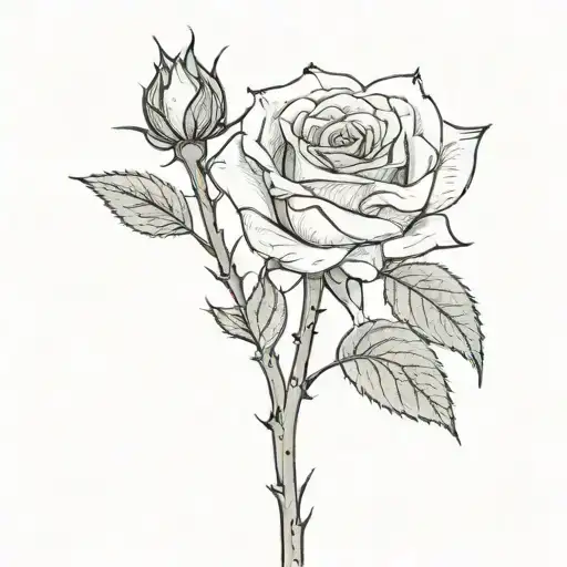 Small Rose With Long Sharp Thorns Along The Stem