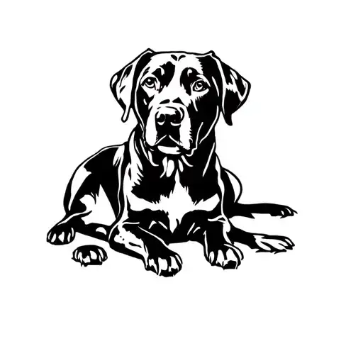 Old Black Labrador Laying Down