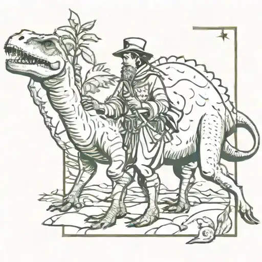 The Fool Tarot Card With Dinosaurs