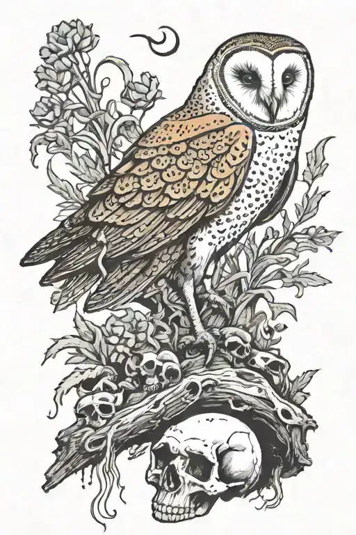 Barn Owl Perched On Skull With Hidden Corndog