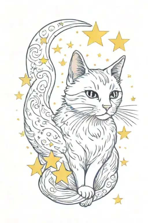 Cat Moon Stars