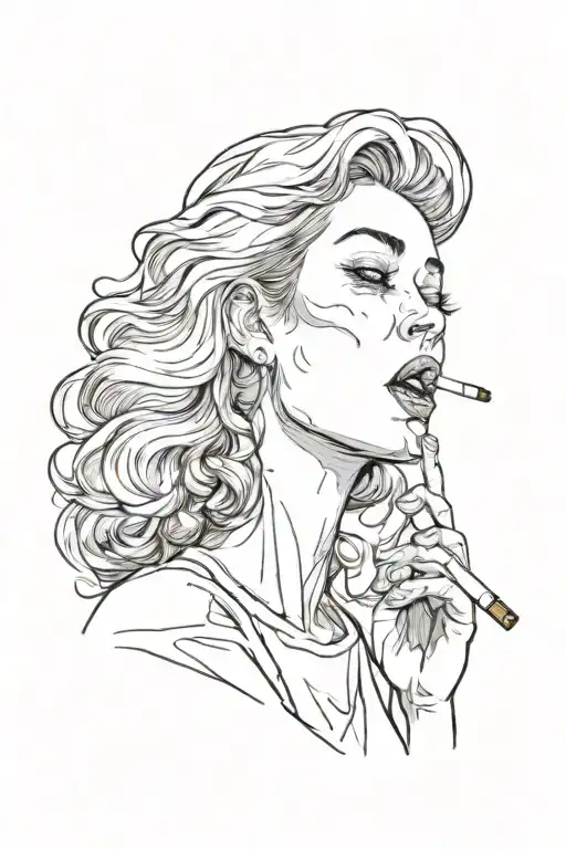 A Girl Smoking A Cigarette And The Smoke From Cigarette Looks Like A Guy Kissing Her Forehead