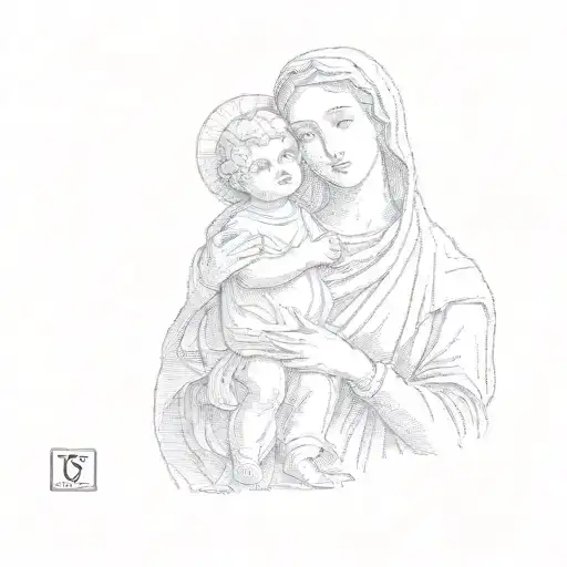A Statue Of Mary Holding A Child
