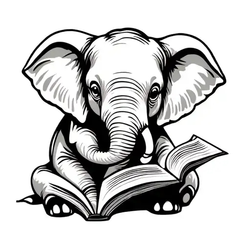 Baby Elephant Reading A Book