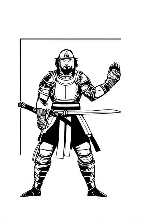 Fully Body Yasuke Wearing Armor Removing Menpo