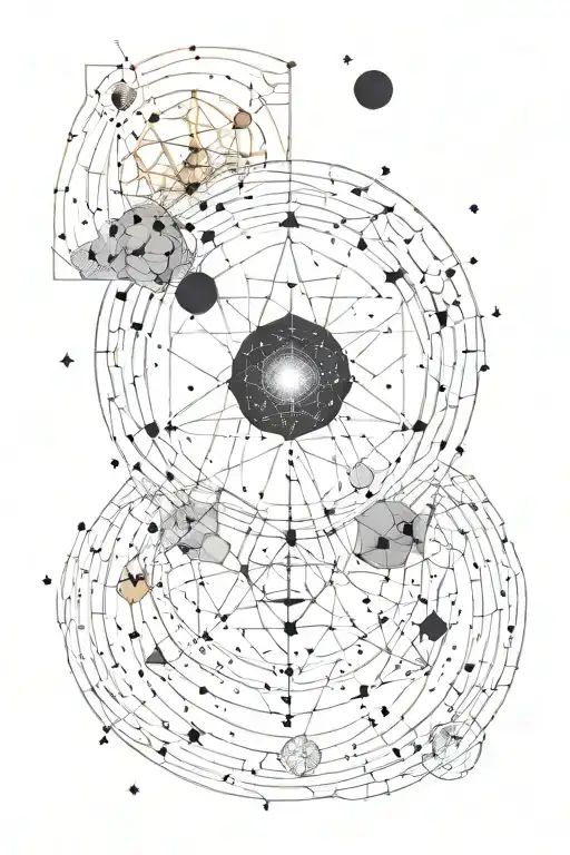 Geometric Shapes Combined With The Cosmos And The Scorpio Constellation And Eometric Elements