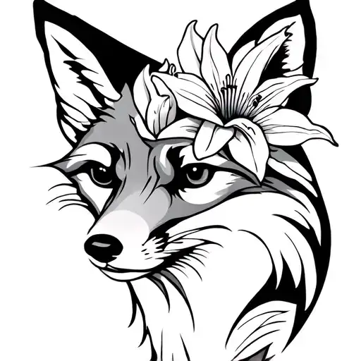 Fox With Lilies