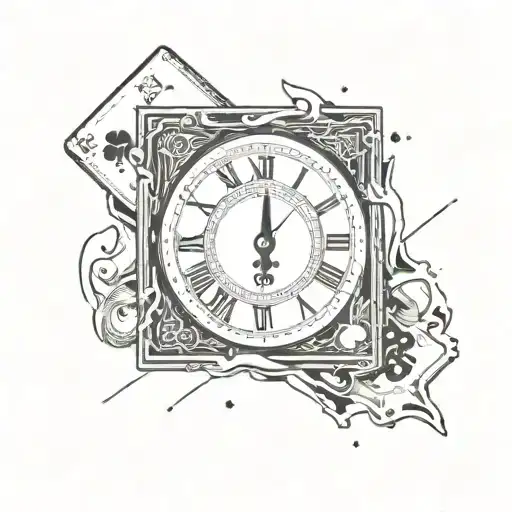 Ace Of Spades Card With A Broken Clock