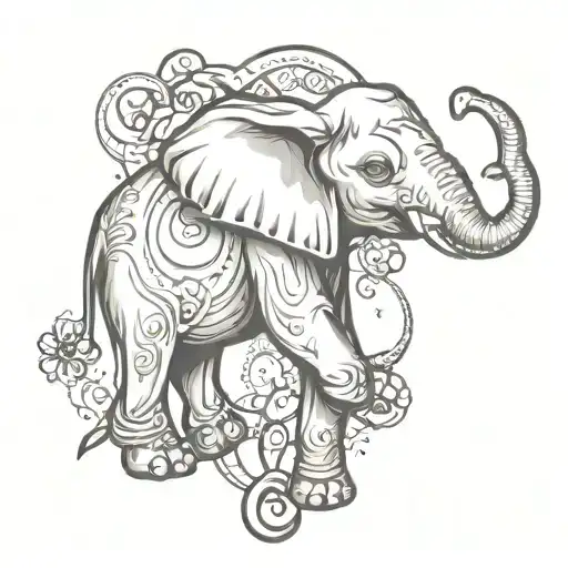 Zodiac Sign Cancer Crossed With Elephant Tattoo Design Inspired